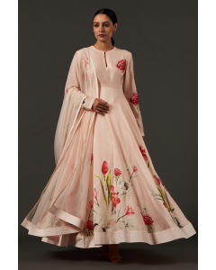 Rose Pink Digitally Printed Anarkali Set